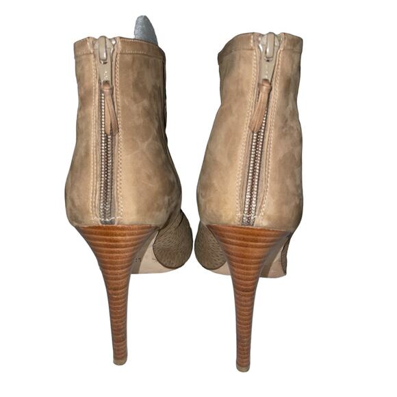 Stuart Weitzman In & Out Tan Nubuck Peep Toe Stiletto Bootie size 10 - Picture 15 of 16